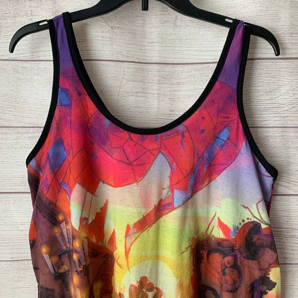 Book of Life Print Tank Top Movie Scene Graphic Lace Asymmetrical Bottom Size XL - Picture 3 of 10